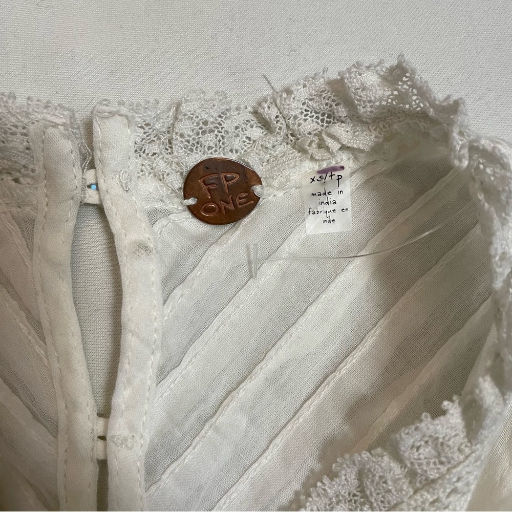 New Free People White Eloise Embroidered Tunic Size XS - Picture 7 of 16